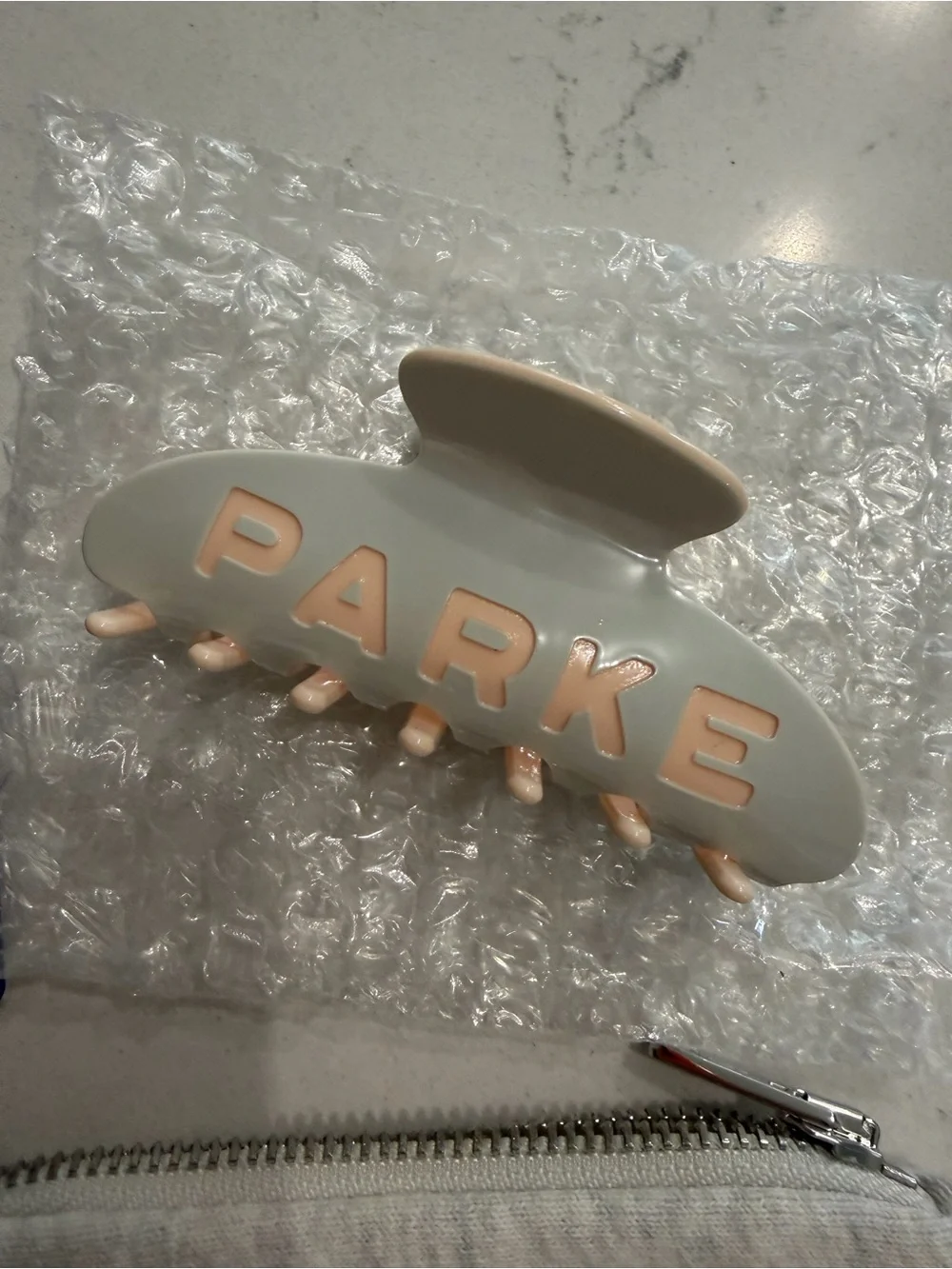 PARKE Two-Tone Light Blue & Peach Hair Claw Clip